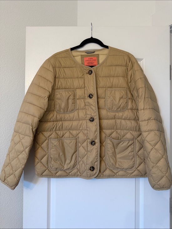 J. Crew Jackets & Blazers - J. Crew Quilted Tan Button-Front Puffer Lady Jacket